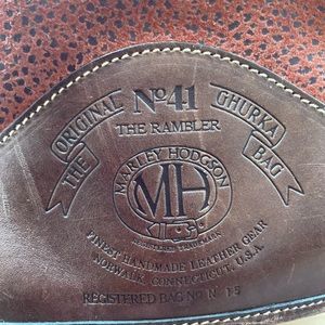 Vintage Ghurka Rambler Bucket Backpack/ Purse Overnighter, Chestnut leather